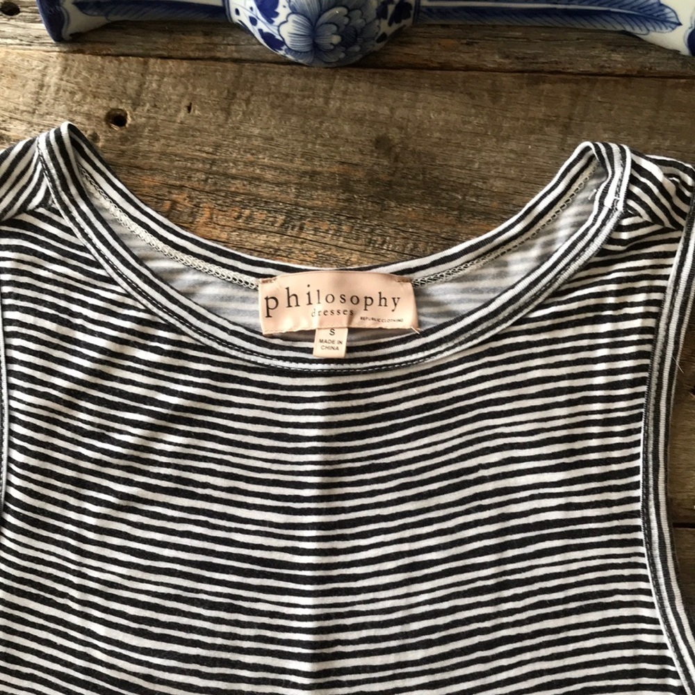 Philosophy Black & White Stripe Tank Dress Size S - Picture 2 of 8